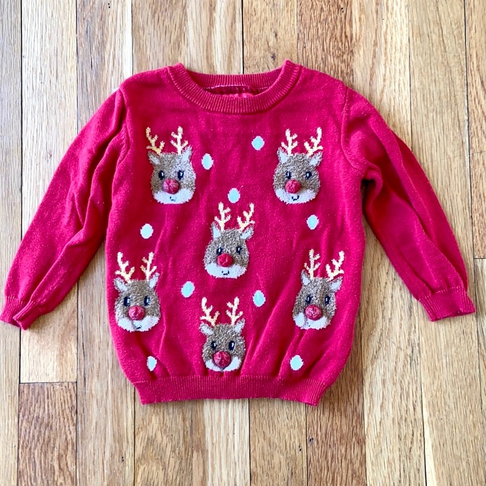 EUC Primark Baby Red Reindeer Sweater size 12-18m